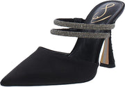 Sam Edelman Agustina Black Slip On Spool Heel Pointed Closed Toe Detailed Pumps