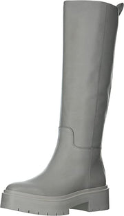 Sam Edelman Larina Pebble Grey Leather Chunky Lug Sole Knee High Riding Boots