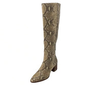 Sam Edelman Kerby Wheat Multi Snake Side Zip Almond Toe Block Heel Tall Boots