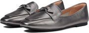 Cole Haan York Bow Dark Silver Metallic Leather Slip On Bow Detailed Loafers