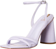 Sam Edelman Kia Misty Lilac Squared Open Toe Ankle Strap Block Heeled Sandals