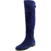 Charles David Reed Flat Boot Navy Suede Over The Knee Flat Boots (Navy, 6)