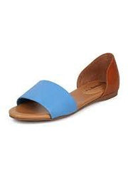 Breckelles Brigit-01 Blue Two Tone Leatherette Slip On Flat