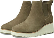 Cole Haan Zerogrand City Wedge Stone Gray Suede Side Zip Suede Ankle Boots