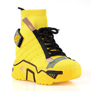 ANTHONY WANG WOMEN'S DAMSON PULL ON PLATFORM SNEAKER HIDDEN WEDGEBOOTS, YELLOW