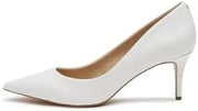 Sam Edelman Jordyn White Emblem Detail Slip On Pointed Toe Wrapped Heel Pumps