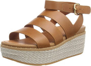 FitFlop Eloise Light Tan Ankle Strap Open Toe Strappy Espadrille Wedge Sandals