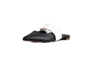 Cecelia New York COBBLER Pointed Toe Slides Sandals Flats Mules BLACK/WHITE