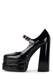 Jeffrey Campbell Chillin Double-Stacked Platform Mary-Jane Pumps Black Box