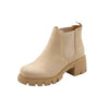 Soda Pioneer Lug Sole Mid Heel Chelsea Fashion Ankle Elastic Booties LT-Wheat