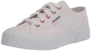 Superga Women's 2630 White/Rose Lace Up Tennis Shoe Cotu Rounded Toe Sneaker