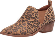 Lucky Brand Fallo Natural Cheetah Print Chelsea Block Heel Slip On Casual Boots