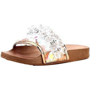 Cape Robbin Moira-63 Rose Gold Crystal Embellished Open Toe Slides Sandals Mules