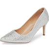 Lauren Lorraine JEWEL Pumps Silver Rhinstone Pointed Toe Mid Heel Formal Pump