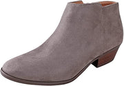 SODA Women's Western Ankle Bootie Low Chunky Block Stacked Heel, Charcoal