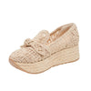 Dolce Vita Jaka Natural Macrame Bow Detailed Slip On Wedge Heeled Loafers Shoes