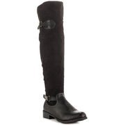 Caliente PartyBus Black Vegan leather Suede Flat Over Knee Boots