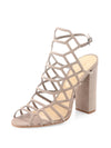 Schutz Jaden Goat Taupe Neutral Cut-out Block Heel Open Toe High Heel Sandals
