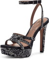 Jessica Simpson Balina Black Rhinestone Platform High Heel Ankle Strap Sandals