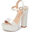 Lauren Lorraine Carly Platform Sandal Satin Prom High Bridal Open Wedding Pump