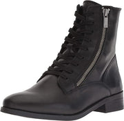 Lucky Brand Women's Hildran, Black Leather Lace Up Combat Booties