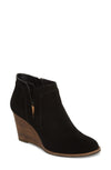 Lucky Brand Yabba Boot Black Suede Cut Out Sleek Wedge Ankle Booties (7, BLACK)