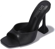 Cape Robbin Lithe Black Sexy High Spool Heel Open Squared Toe Slip On Pumps