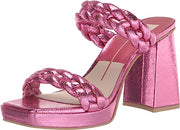 Dolce Vita Ashby Magenta Crackled Stella Braided Straps Block Heeled Sandals