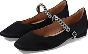 Cole Haan Bridge Mary Jane Black Satin Squared Toe Classic Flat Ballet Loafers