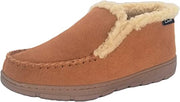 Clarks Indoor Outdoor Tan House Slippers Suede Leather Sherpa Lined Ankle Bootie