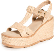 Schutz Panna Nude Ankle Strap Cork Wedge Heel Open Toe Strappy Platform Sandals