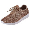 Forever Link Women's REMY-18 Glitter Fashion Lace Up Low Top Sneakers Rosegold