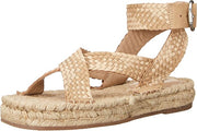 Sam Edelman Dakota Natural Squared Open Toe Ankle Strap Wedge Heeled Sandals