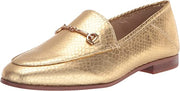 Sam Edelman Loraine Gold Boa Metallic Almond Toe Slip On Stacked Heel Loafers