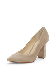 Vince Camuto Candera Pumps Shoes POinted Toe Wild Mushroom Block Heel Pumps