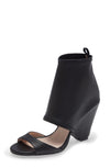 Cecelia New York Alexandra Stretch Leather Block Heeled Peep Toe Shootie BLACK