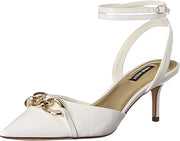 Nine West Arnice White Patent Stiletto Heel Pointed Toe Ankle Strap Fashion Pump