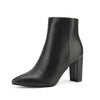 DREAM PAIRS Sianna-1 Black Fashion Chunky Heel Ankle Pointed Toe Short Boots 6.5