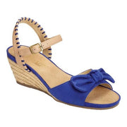 Aerosoles Women's Cake Over Blue Suede Bow Espadrille Wedge Sandal