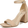 Sam Edelman Daniella Oatmeal Suede Ankle Strap Block Heeled Open Toe Sandals