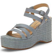 Lucky Brand Carlisha Lead Grey Raffia Sculpted Platform Wedge Ankle Strap Sandal