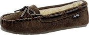 Clarks Dark Brown Suede Slip On Faux Fur Lined Comfortable Moccasin Slipper