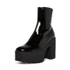 Steve Madden Outlast Black Patent Zipper Closure Sleek Rounded Toe Ankle Boots