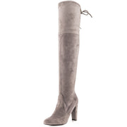 Charles David Sycamore Grey Strech Suede Thigh High Over Knee Fitted Dress Boots