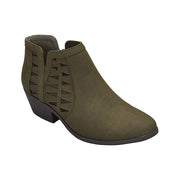 Soda Chance Khaki Green Fashion Closed Toe Multi Strap Ankle Block Heel Bootie