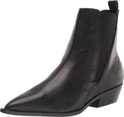 Nine West Danzy Black Stacked Block Heel Pointed Toe Pull On Fashion Ankle Boots