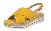 Soda Mustard Open Toe Ankle Strap Comfortable Platform Wedge Espadrille Sandals