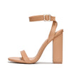Cape Robbin Maria-2 Nude Pu Block High Heel Transparent Open Toe Fashion Pumps