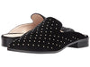 Shellys London Fantasia Black Velvet Pointed Toe Flat Mule Stud Quilted Slides