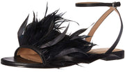 Pour La Victoire Layla Flat Feathered Sandals Black Fashion Sandals Feather